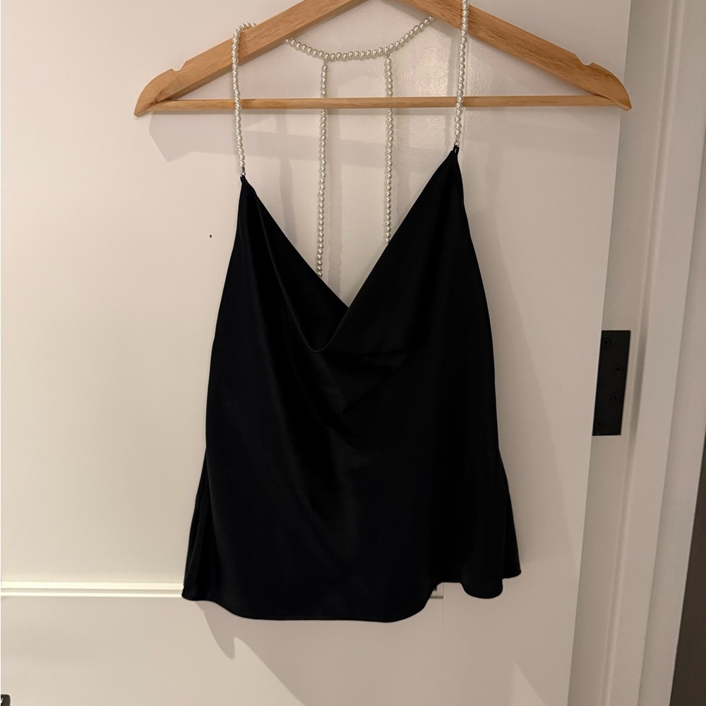 Cami NYC Black Pearl-Strap Cowl Neck Camisole